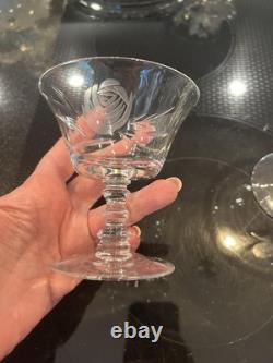 Set of 20 Vintage Etched Vintage Fostoria cocktail and desert wine glasses