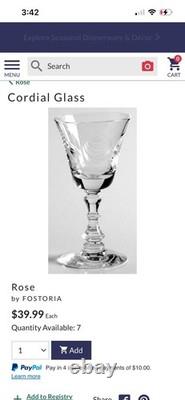 Set of 20 Vintage Etched Vintage Fostoria cocktail and desert wine glasses