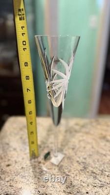 Set of 2 Honour Crystal Slovakia Hand Cut Crystal Champagne Flutes 11 Vintage