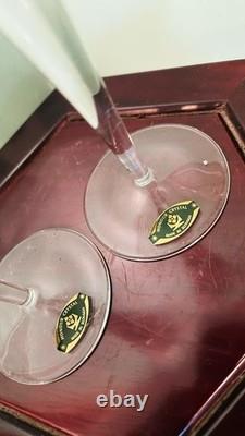 Set of 2 Honour Crystal Slovakia Hand Cut Crystal Champagne Flutes 11 Vintage