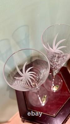 Set of 2 Honour Crystal Slovakia Hand Cut Crystal Champagne Flutes 11 Vintage