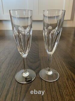 Set of 2 St Louis France French Crystal Wine Champagne Fluted Glasses Vintage