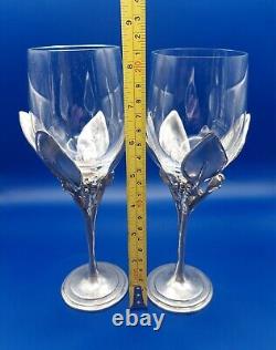 Set of 2 Vintage Signed Castor Cooper Pewter Wine Glasses