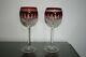 Set of 2 Vintage Waterford Crystal Clarendon Ruby Hock Wine Glass Goblet
