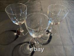 Set of 3 Beautiful Vintage Lalique France Crystal Red Wine Glasses Signed