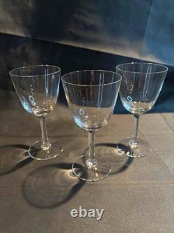 Set of 3 Beautiful Vintage Lalique France Crystal White Wine Glasses Signed