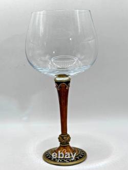 Set of 3 Vintage Jeweled Heavy Wine Glasses Hand Painted High Quality