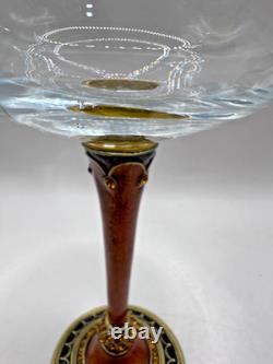 Set of 3 Vintage Jeweled Heavy Wine Glasses Hand Painted High Quality