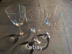 Set of 3 Vintage Lalique France Crystal Wine (Water) Glasses Signed