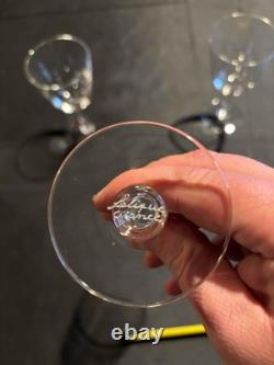 Set of 3 Vintage Lalique France Crystal Wine (Water) Glasses Signed