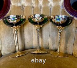 Set of 3 Vintage Venetian Libation Cups/Wine Glasses
