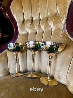Set of 3 Vintage Venetian Libation Cups/Wine Glasses