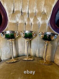 Set of 3 Vintage Venetian Libation Cups/Wine Glasses