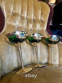 Set of 3 Vintage Venetian Libation Cups/Wine Glasses