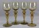 Set of 4 Antique German Bohemian Engraved & Gilt Grapevine Hock Wine Glasses