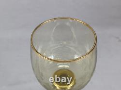 Set of 4 Antique German Bohemian Engraved & Gilt Grapevine Hock Wine Glasses
