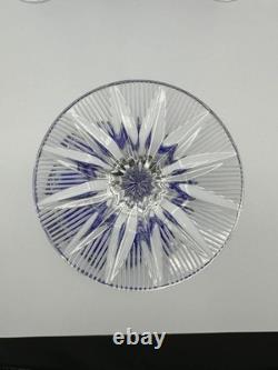 Set of 4 Cobalt Blue Cut Crystal Wine Glasses Elegant Stemware 9