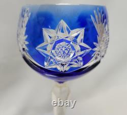 Set of 4 Hand Cut Bohemian Czech Crystal Multi Coloured Long Stem Wine Glasses