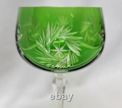 Set of 4 Hand Cut Bohemian Czech Crystal Multi Coloured Long Stem Wine Glasses
