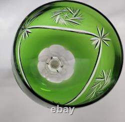 Set of 4 Hand Cut Bohemian Czech Crystal Multi Coloured Long Stem Wine Glasses