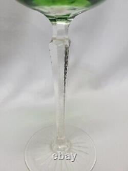 Set of 4 Hand Cut Bohemian Czech Crystal Multi Coloured Long Stem Wine Glasses