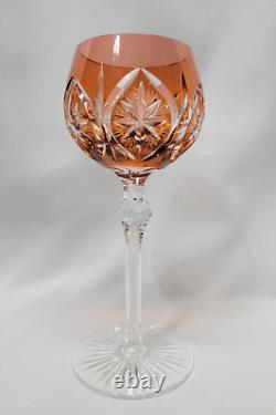 Set of 4 Hand Cut Bohemian Czech Crystal Multi Coloured Long Stem Wine Glasses