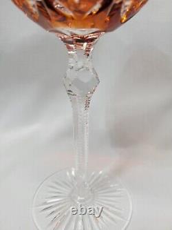 Set of 4 Hand Cut Bohemian Czech Crystal Multi Coloured Long Stem Wine Glasses