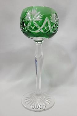 Set of 4 Hand Cut Bohemian Czech Crystal Multi Coloured Long Stem Wine Glasses