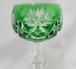 Set of 4 Hand Cut Bohemian Czech Crystal Multi Coloured Long Stem Wine Glasses