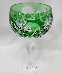 Set of 4 Hand Cut Bohemian Czech Crystal Multi Coloured Long Stem Wine Glasses