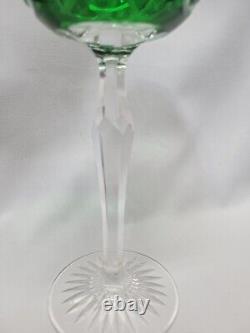 Set of 4 Hand Cut Bohemian Czech Crystal Multi Coloured Long Stem Wine Glasses