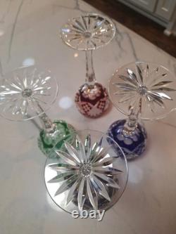 Set of 4 Multicolor VTG'Ajka' Hungarian Wine Glasses Round