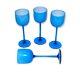 Set of 4 Tall Carlo Moretti Blue & White Cased Stem Wine Glasses 9 3/8 Vintage