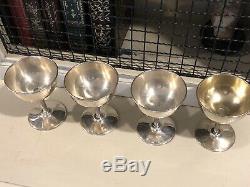 Set of 4 Unger Brothers Sterling Silver Cup Chalice Goblet, Wine Glasses B2233