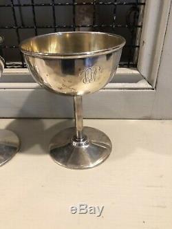 Set of 4 Unger Brothers Sterling Silver Cup Chalice Goblet, Wine Glasses B2233