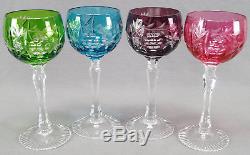Set of 4 Vintage Czech Bohemian Traube Pattern Cut to Clear Crystal Hock Wines