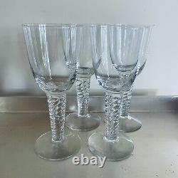 Set of 4 Vintage Danish Twist Wine Glasses by Holmegaard Glassworks 1960s 7.5