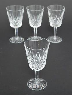 Set of 4 Vintage Waterford Cut Crystal Lismore Water Goblets Wine Hock Stemware