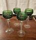 Set of 4 Vintage Wedgwood Waterford Crown Emerald Green Wine Hock Glasses