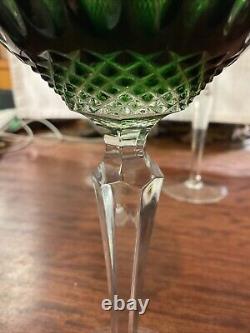 Set of 4 Vintage Wedgwood Waterford Crown Emerald Green Wine Hock Glasses