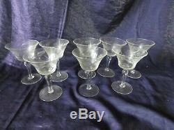 Set of 51 Vintage Matching Stemmed Etched Wine/ Cocktail/ Martini glasses