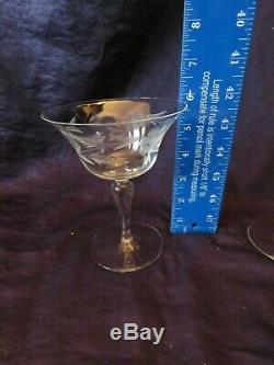 Set of 51 Vintage Matching Stemmed Etched Wine/ Cocktail/ Martini glasses