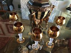 Set of 5 Vintage Bayel Bacchante 24KT Gold Napoleon Stem Wine Goblets