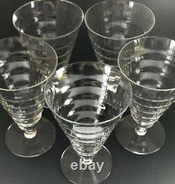Set of 5 Vintage Crystal Water Wine Glass Flare Goblet Stemware