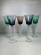 Set of 5 Vintage Jewel Tone Bohemian Crystal Air Twist Tall Glass Wine Glasses