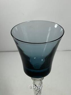 Set of 5 Vintage Jewel Tone Bohemian Crystal Air Twist Tall Glass Wine Glasses