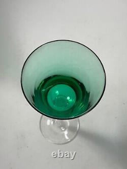 Set of 5 Vintage Jewel Tone Bohemian Crystal Air Twist Tall Glass Wine Glasses