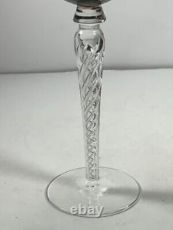 Set of 5 Vintage Jewel Tone Bohemian Crystal Air Twist Tall Glass Wine Glasses