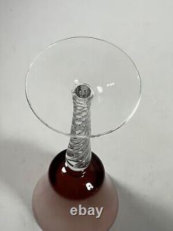 Set of 5 Vintage Jewel Tone Bohemian Crystal Air Twist Tall Glass Wine Glasses