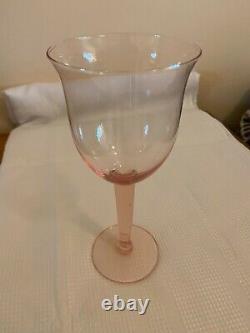 Set of 5 Vintage Pink Depression Glass Stem Wine Glasses Large